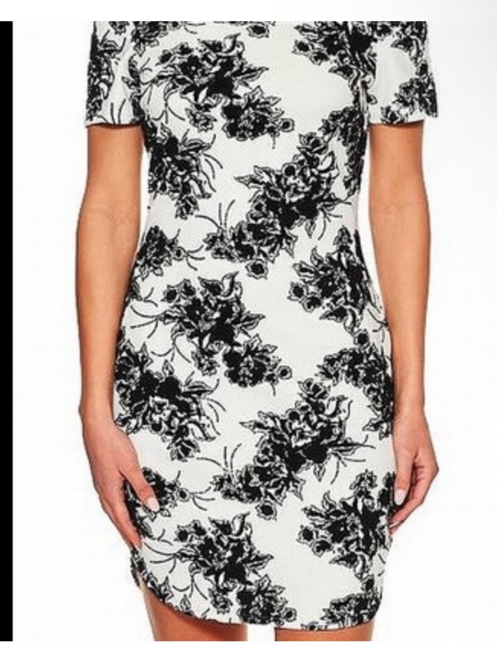 Bailey Blue White Dress with Black Floral Print